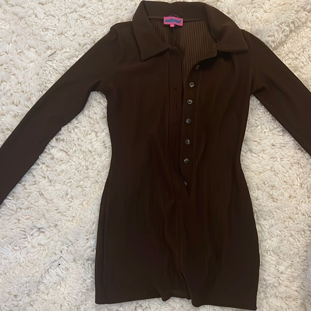 Edikted Brown Long sleeve Romper